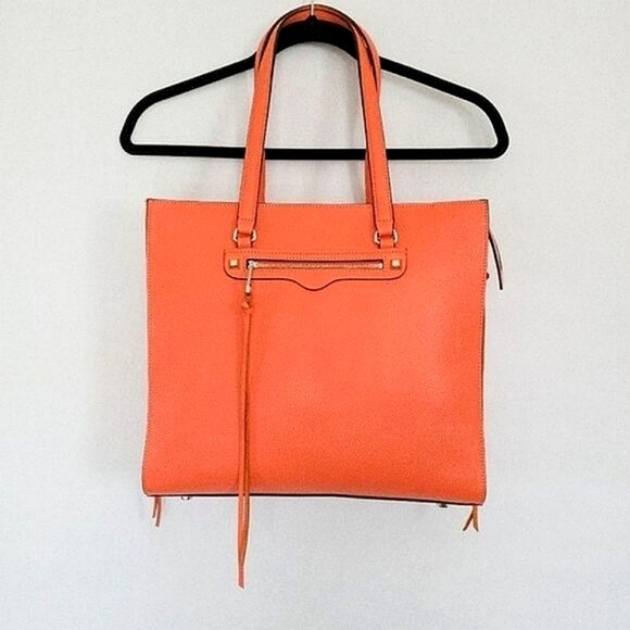 Rebecca Minkoff Side Zip Expandable Large Leather Tote in Flame NWT - Picture 7 of 14